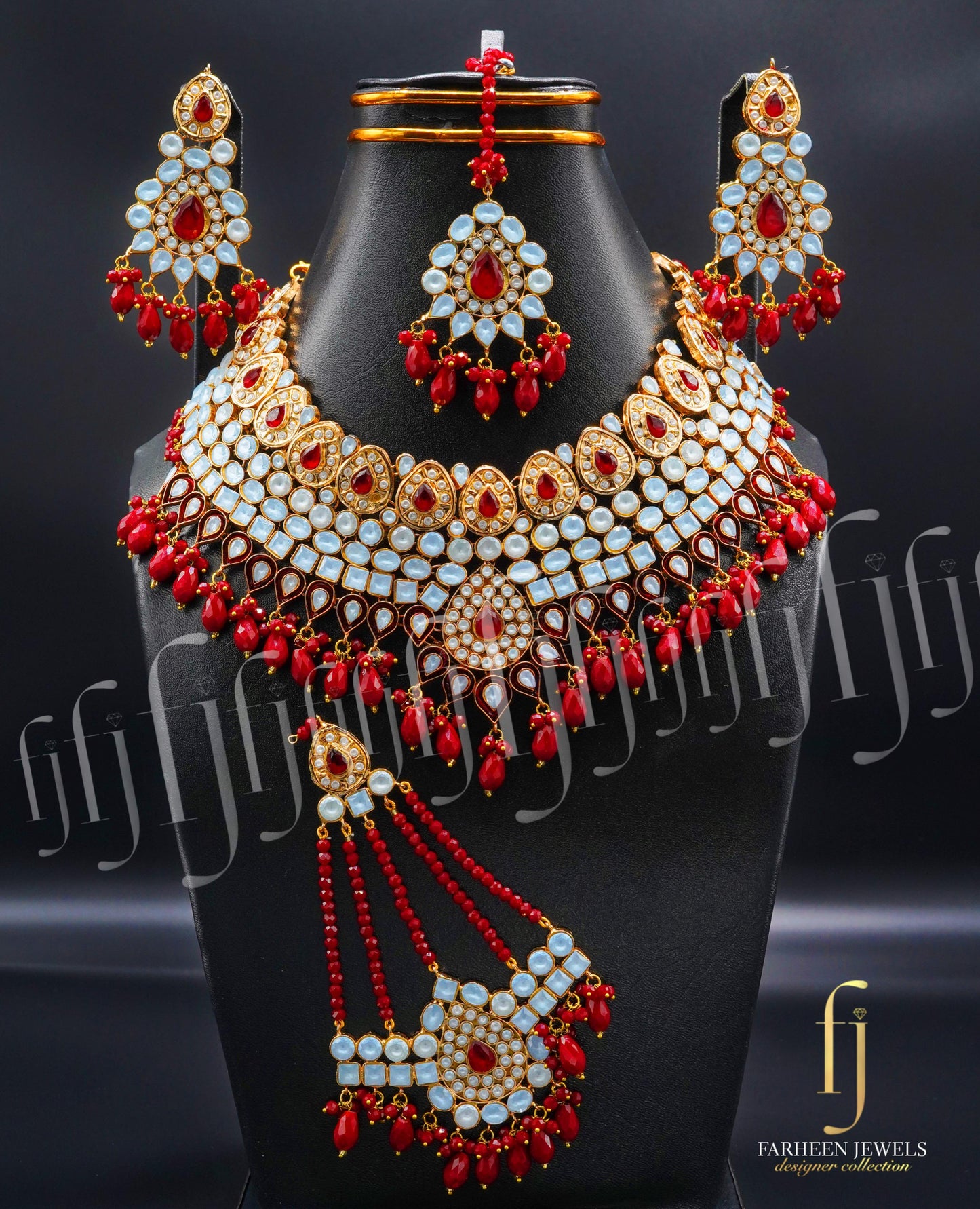 Farshi Kudan with Meena Work Gold Plated Bridal Set | FBS-55