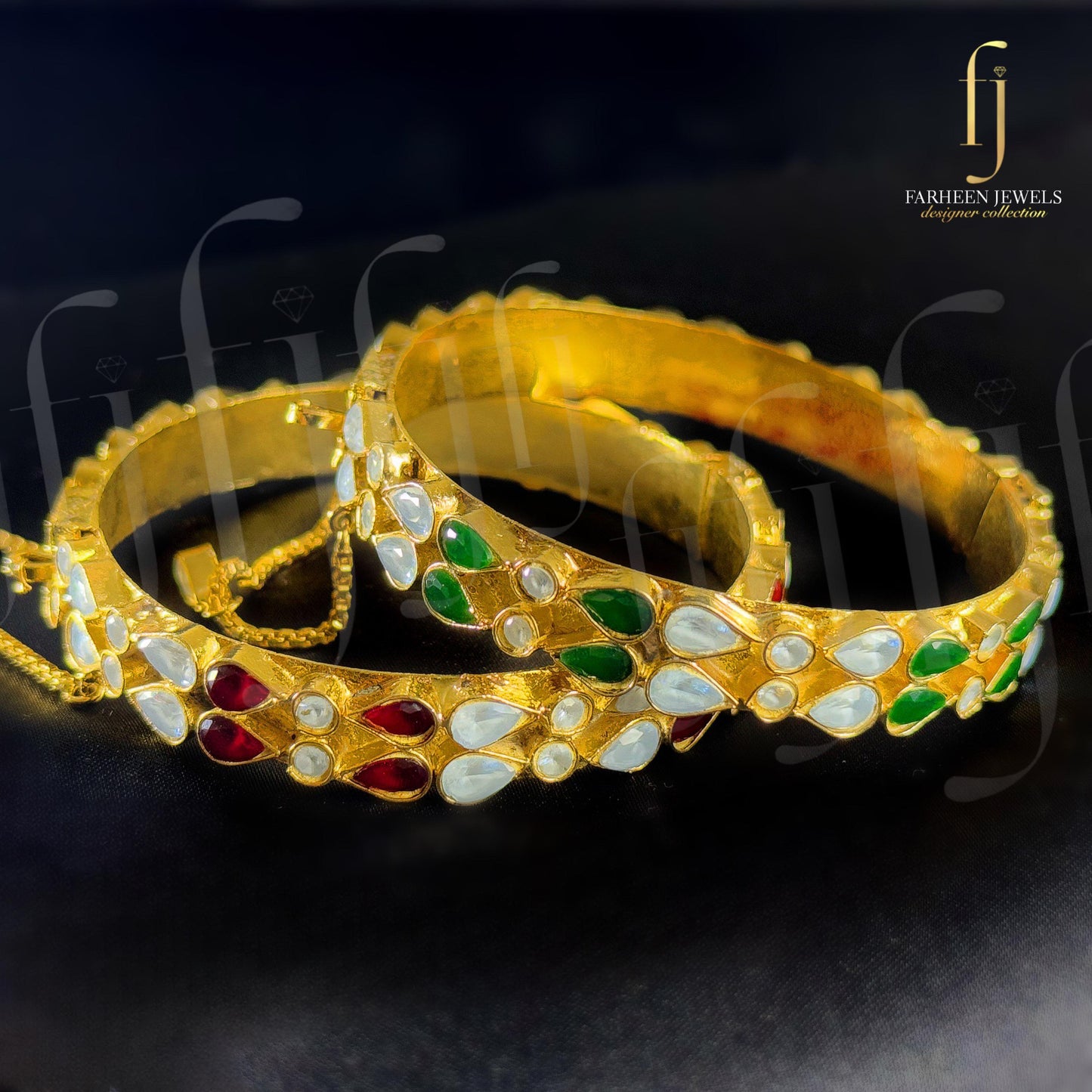 Farshi Kundan Gold Platted Openable Bangles | FBP-34